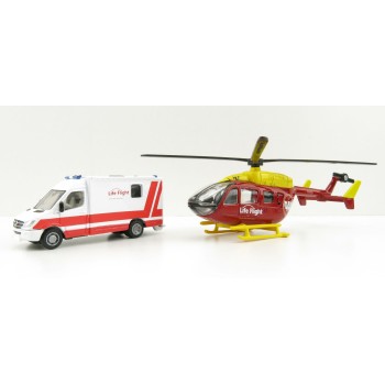 Siku 1850 - NZ Rescue Service Set Eurocopter Westpac & Mercedes Emergency Car 2020 Version - Scale 1:87