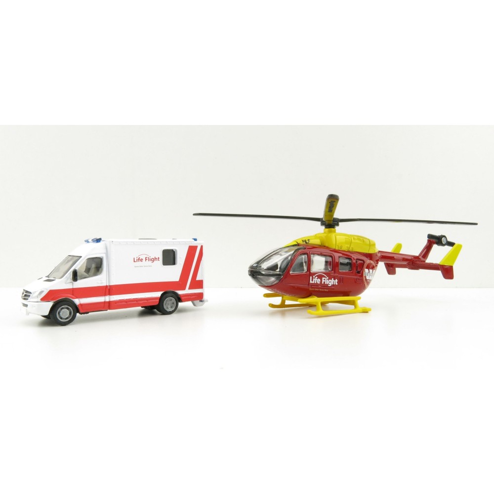 Siku 1850 - NZ Rescue Service Set Eurocopter Westpac & Mercedes Emergency Car 2020 Version - Scale 1:87