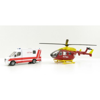 Siku 1850 - NZ Rescue Service Set Eurocopter Westpac & Mercedes Emergency Car 2020 Version - Scale 1:87