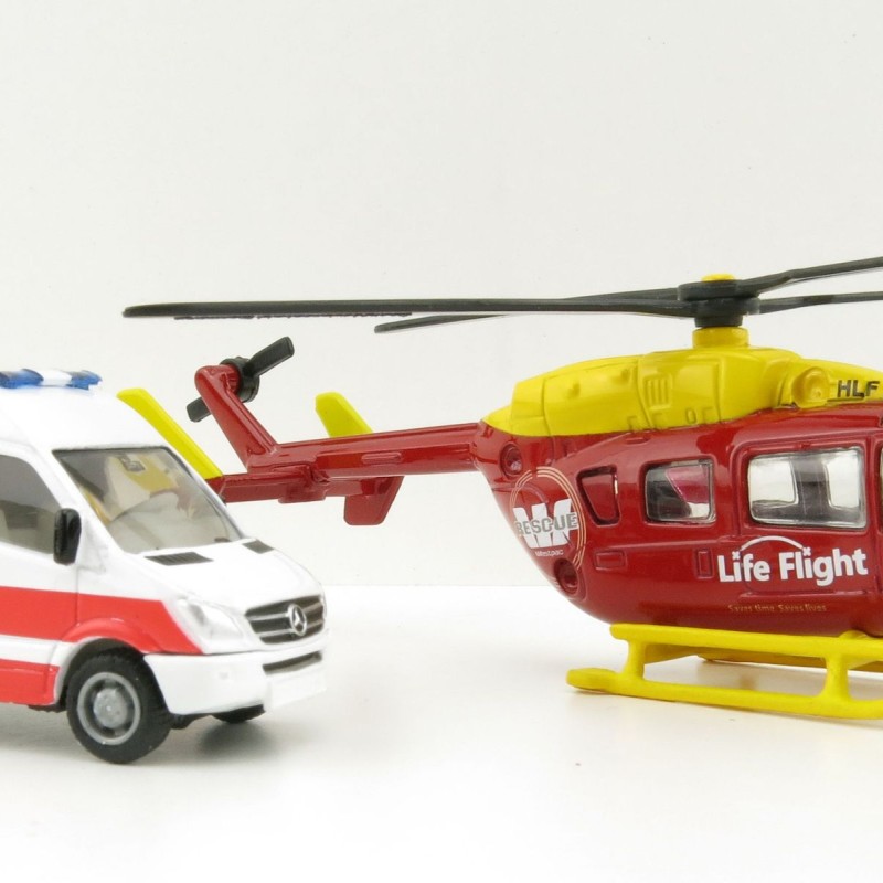 Siku 1850 - NZ Rescue Service Set Eurocopter Westpac & Mercedes Emergency Car 2020 Version - Scale 1:87