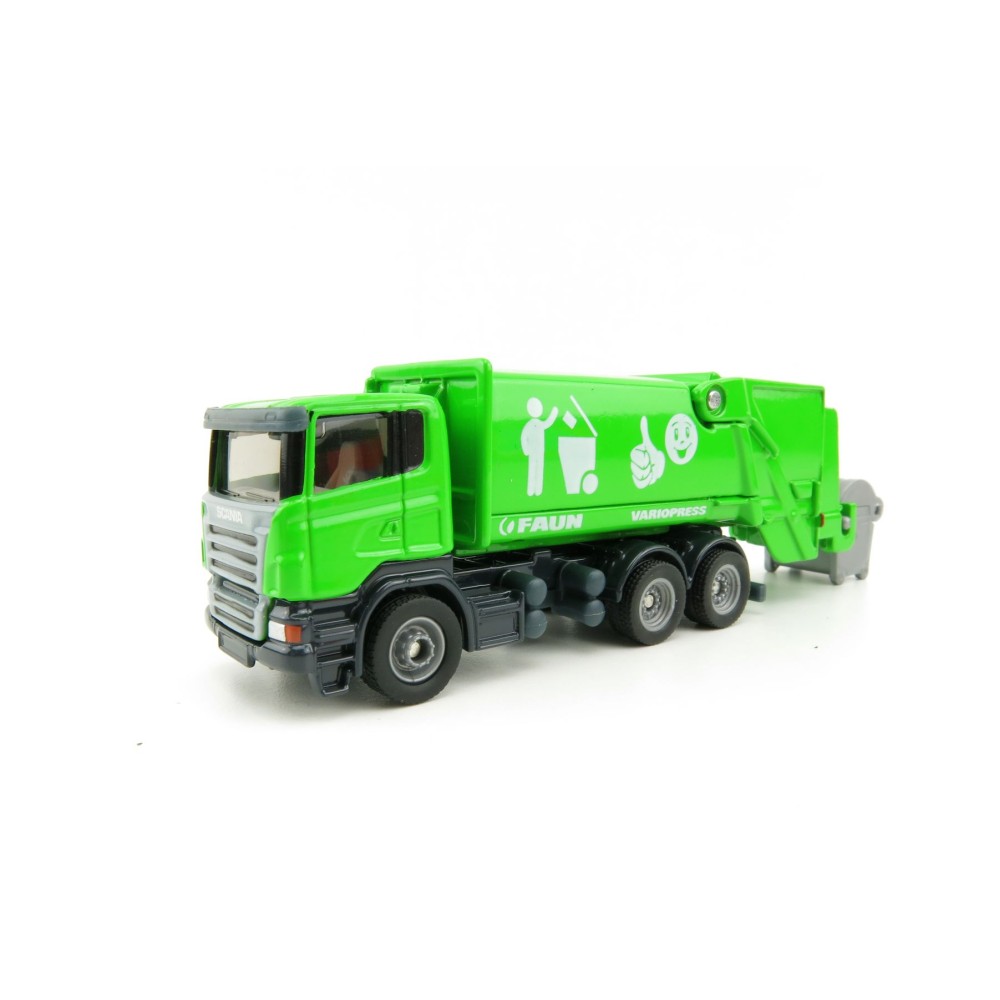Siku 1890 - Scania Faun Rufuse Lorry Garbage Truck Green - Scale 1:87