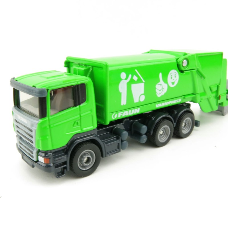 Siku 1890 - Scania Faun Rufuse Lorry Garbage Truck Green - Scale 1:87