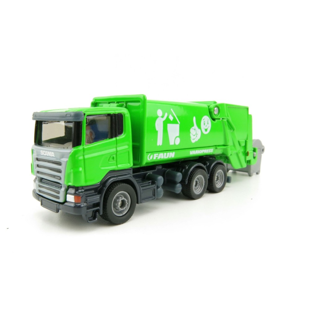 Siku 1890 - Scania Faun Rufuse Lorry Garbage Truck Green - Scale 1:87