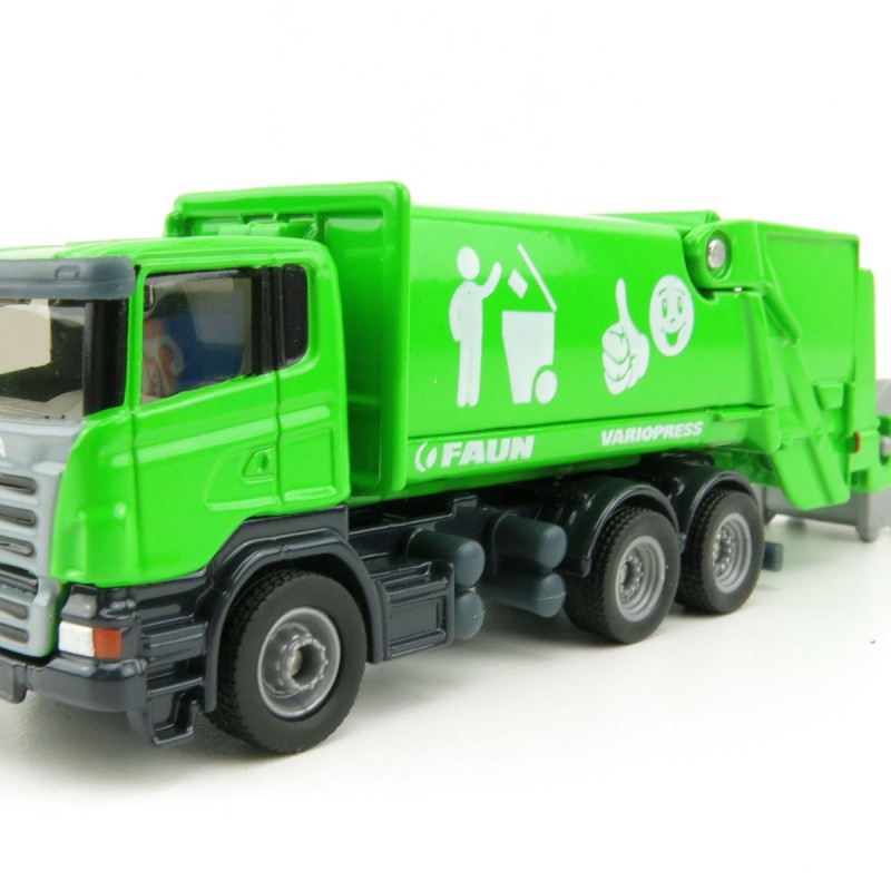 Siku 1890 - Scania Faun Rufuse Lorry Garbage Truck Green - Scale 1:87