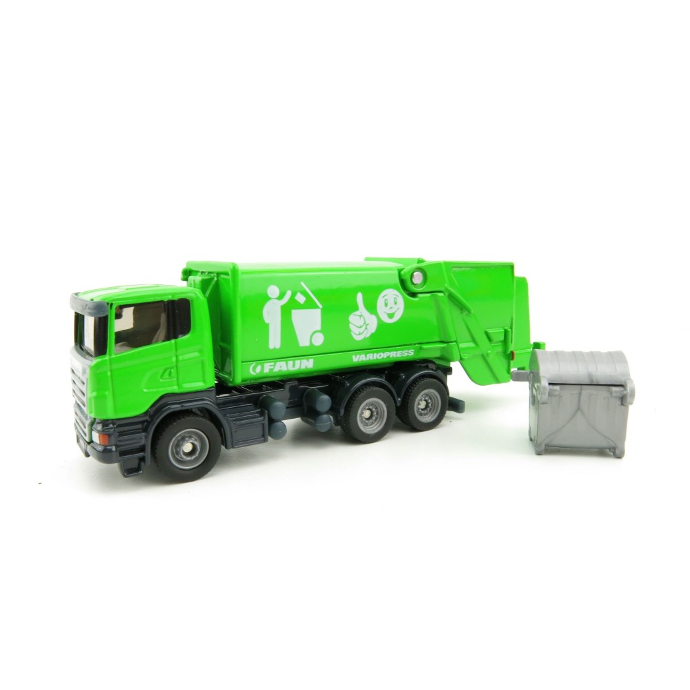 Siku 1890 - Scania Faun Rufuse Lorry Garbage Truck Green - Scale 1:87