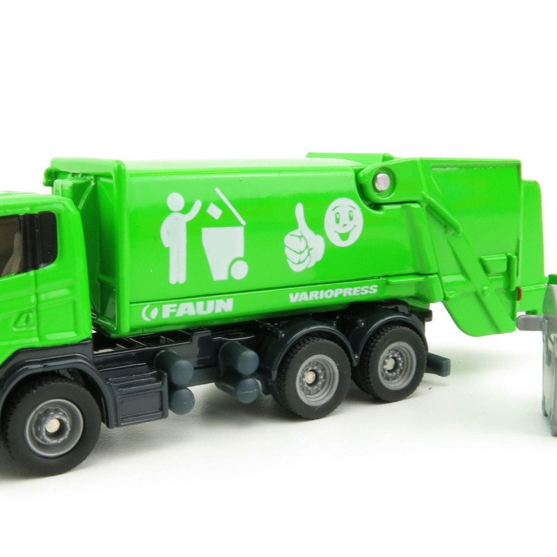 Siku 1890 - Scania Faun Rufuse Lorry Garbage Truck Green - Scale 1:87