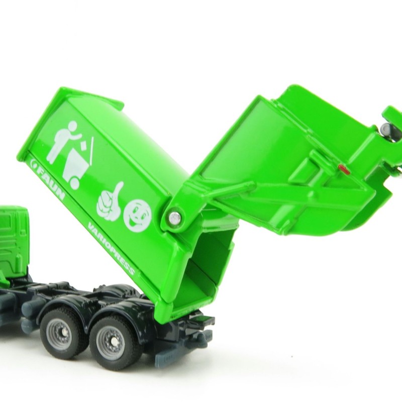 Siku 1890 - Scania Faun Rufuse Lorry Garbage Truck Green - Scale 1:87
