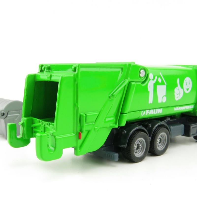 Siku 1890 - Scania Faun Rufuse Lorry Garbage Truck Green - Scale 1:87