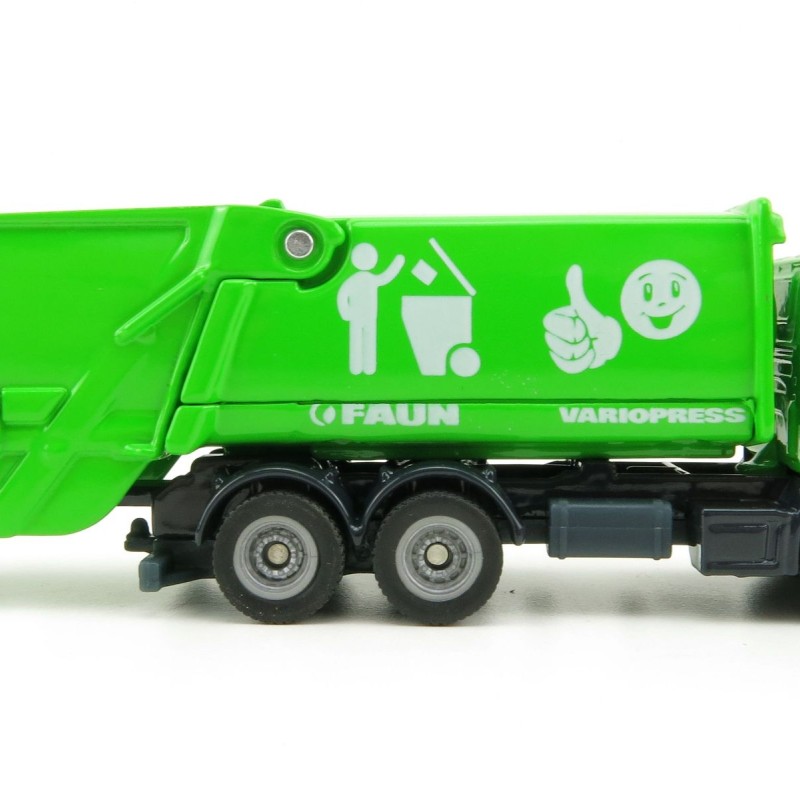 Siku 1890 - Scania Faun Rufuse Lorry Garbage Truck Green - Scale 1:87
