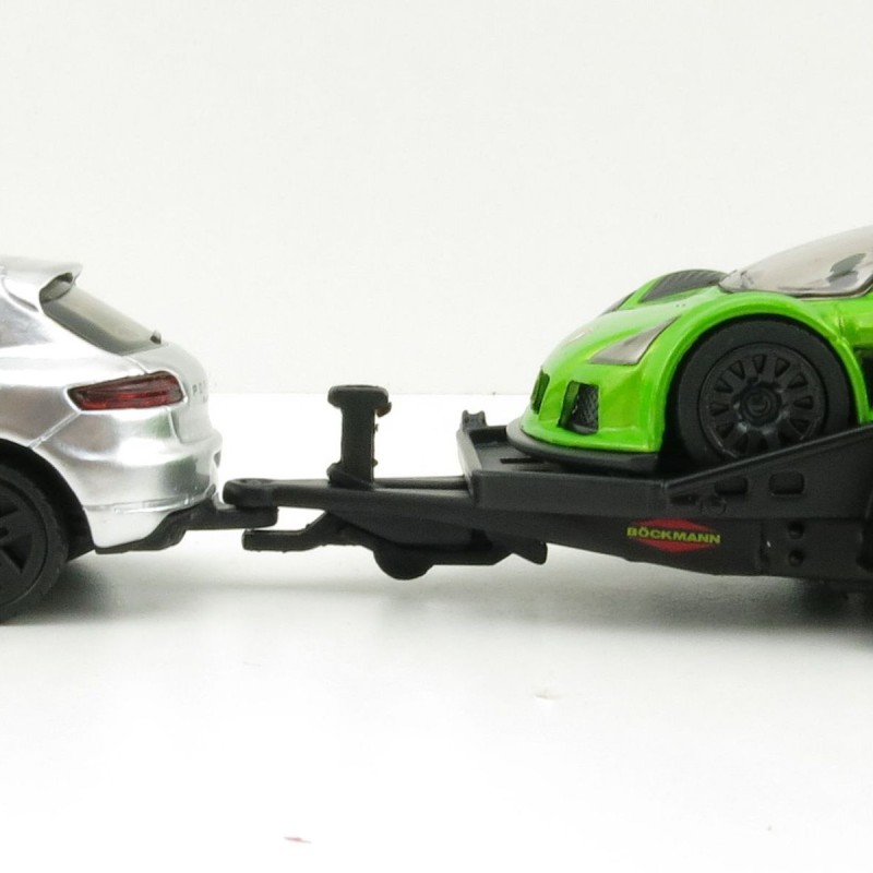 Siku 2544 - Porsche Macan with Gumpert Apollo on Transport Trailer - 1:55 Scale