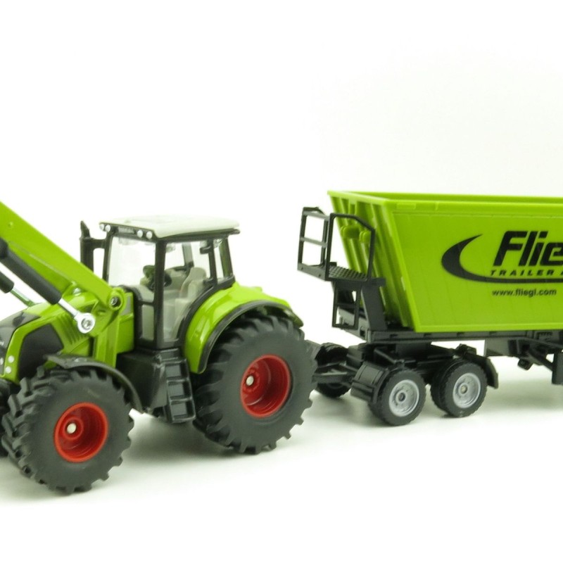 Siku 1949 - Claas Axion 950 Tractor with Frontloader,Dolly and Fliegl Tipping Trailer -Scale 1:50