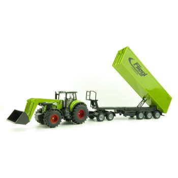 Siku 1949 - Claas Axion 950 Tractor with Frontloader,Dolly and Fliegl Tipping Trailer -Scale 1:50