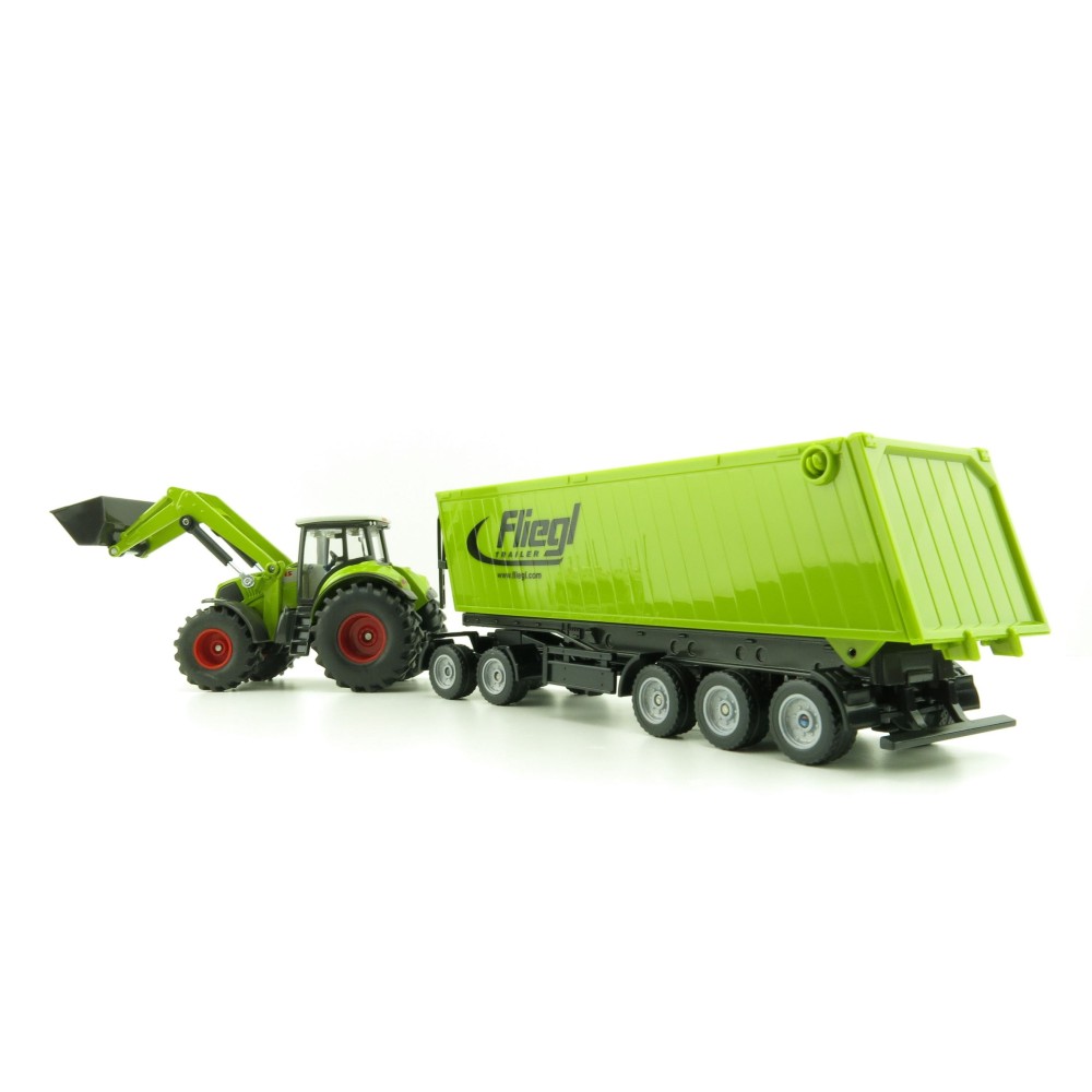 Siku 1949 - Claas Axion 950 Tractor with Frontloader,Dolly and Fliegl Tipping Trailer -Scale 1:50