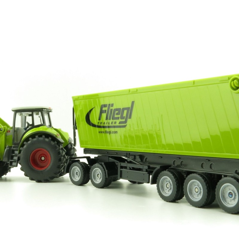Siku 1949 - Claas Axion 950 Tractor with Frontloader,Dolly and Fliegl Tipping Trailer -Scale 1:50