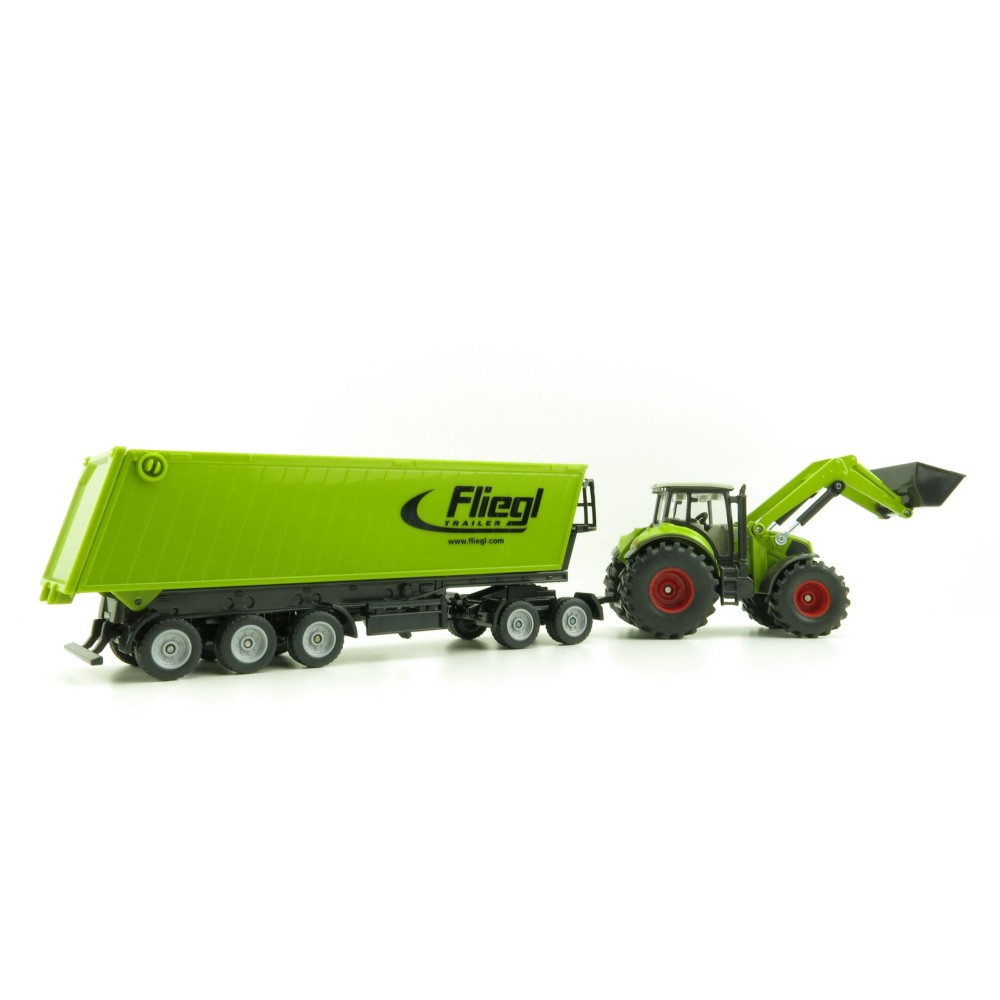 Siku 1949 - Claas Axion 950 Tractor with Frontloader,Dolly and Fliegl Tipping Trailer -Scale 1:50