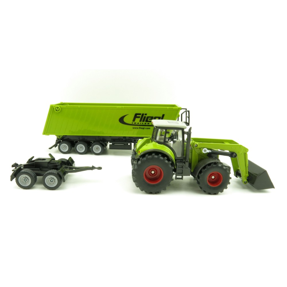 Siku 1949 - Claas Axion 950 Tractor with Frontloader,Dolly and Fliegl Tipping Trailer -Scale 1:50