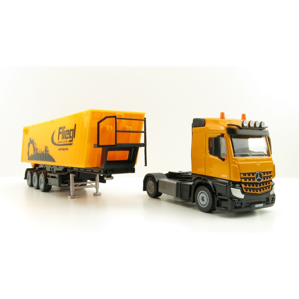 Siku 3537 - Mercedes Benz Actros Transporter with Fleigl Tipping Dump Trailer - Scale 1:50