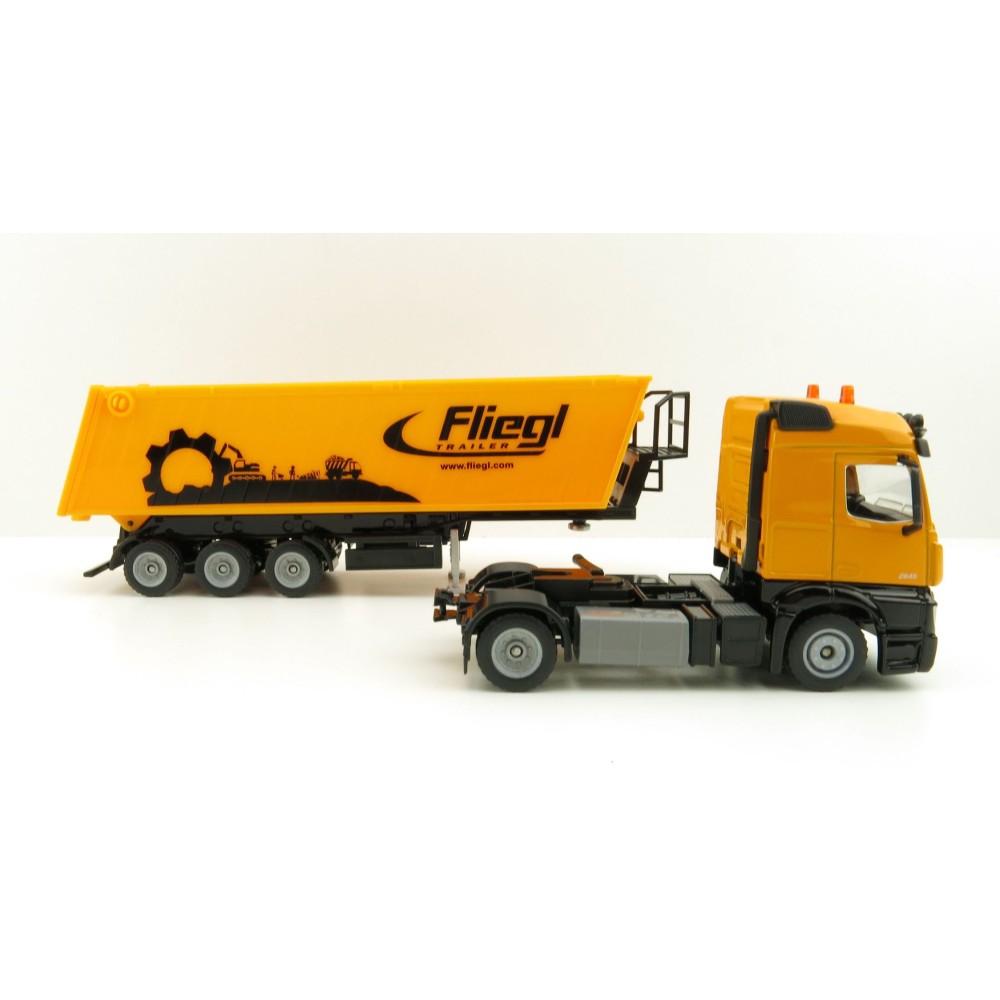 Siku 3537 - Mercedes Benz Actros Transporter with Fleigl Tipping Dump Trailer - Scale 1:50