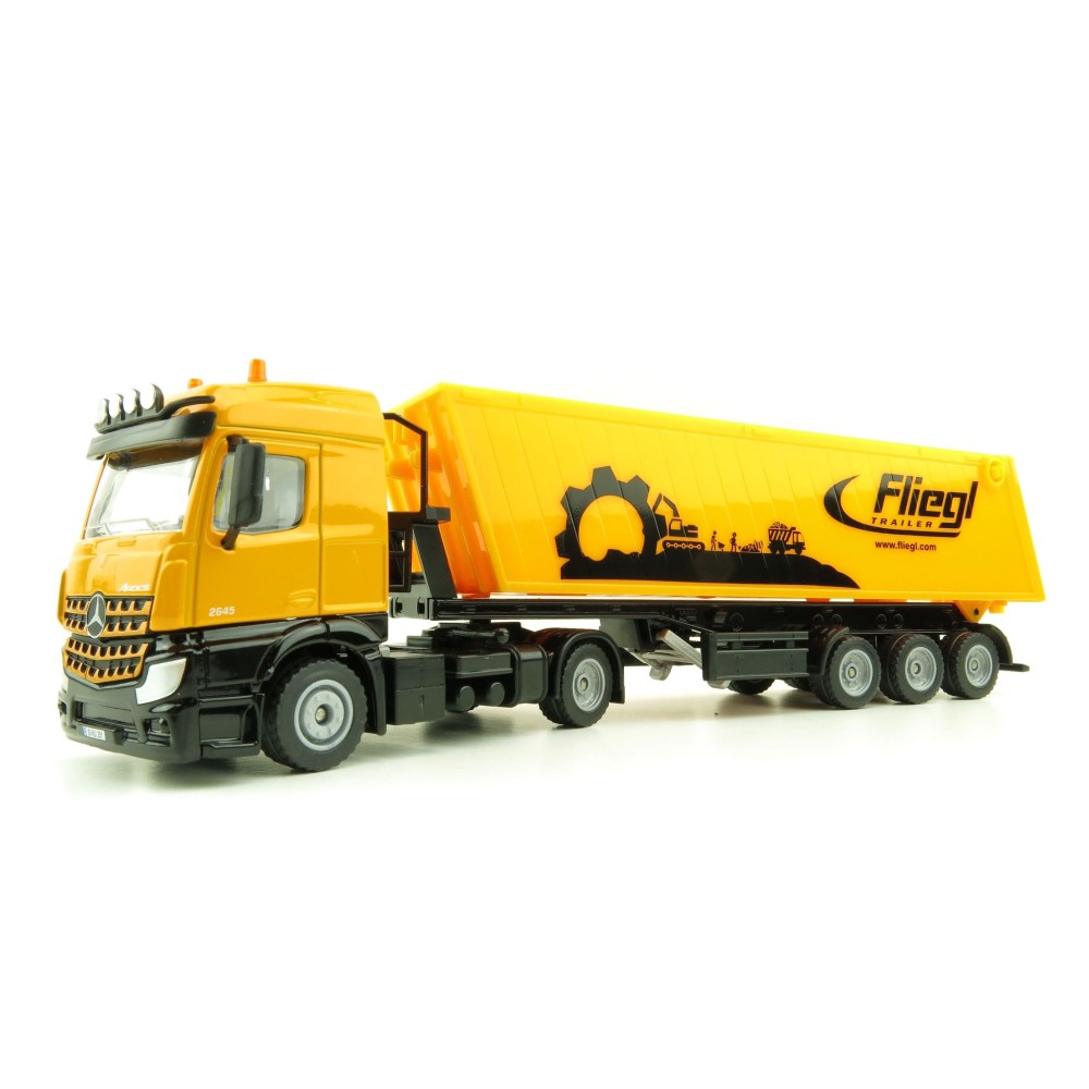 Siku 3537 - Mercedes Benz Actros Transporter with Fleigl Tipping Dump Trailer - Scale 1:50
