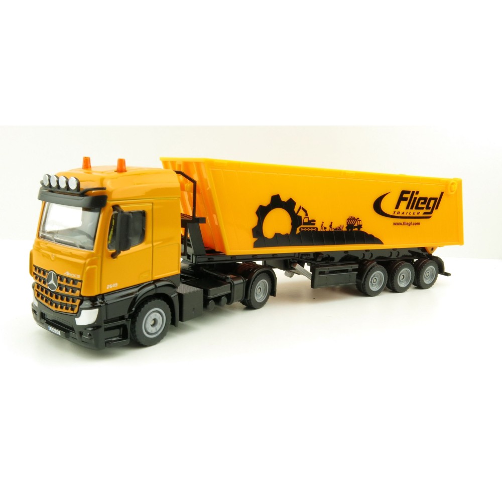Siku 3537 - Mercedes Benz Actros Transporter with Fleigl Tipping Dump Trailer - Scale 1:50