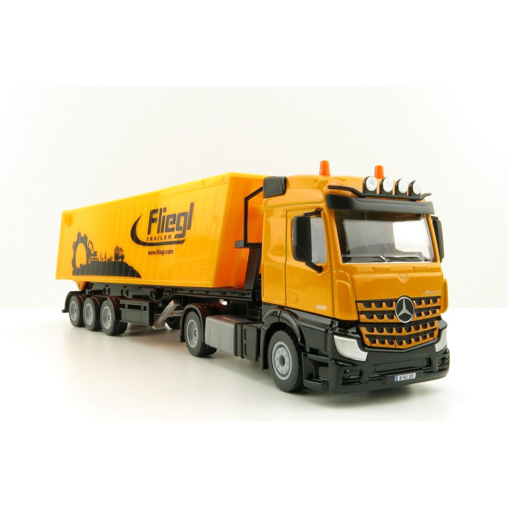 Siku 3537 - Mercedes Benz Actros Transporter with Fleigl Tipping Dump Trailer - Scale 1:50