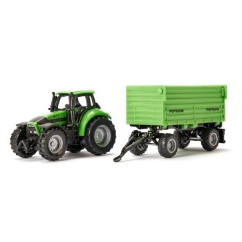 Siku 1606 - Deutz Agrotron 265 Tractor with Fortuna 4-Wheel Trailer