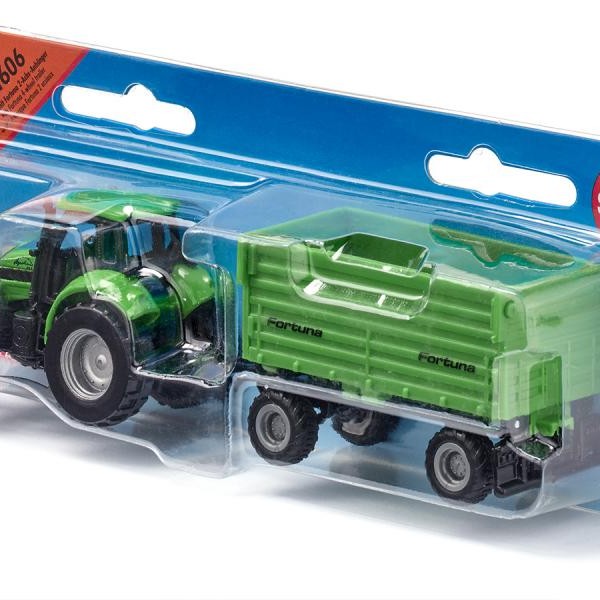 Siku 1606 - Deutz Agrotron 265 Tractor with Fortuna 4-Wheel Trailer