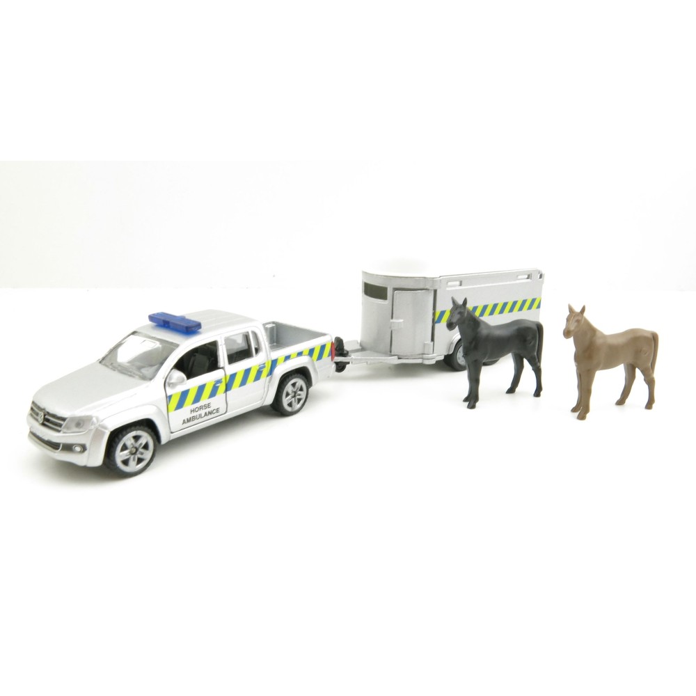 Siku 2310 888 00 - VW Amarok Pick-Up with Horse Trailer - Horse Ambulance - 1:55