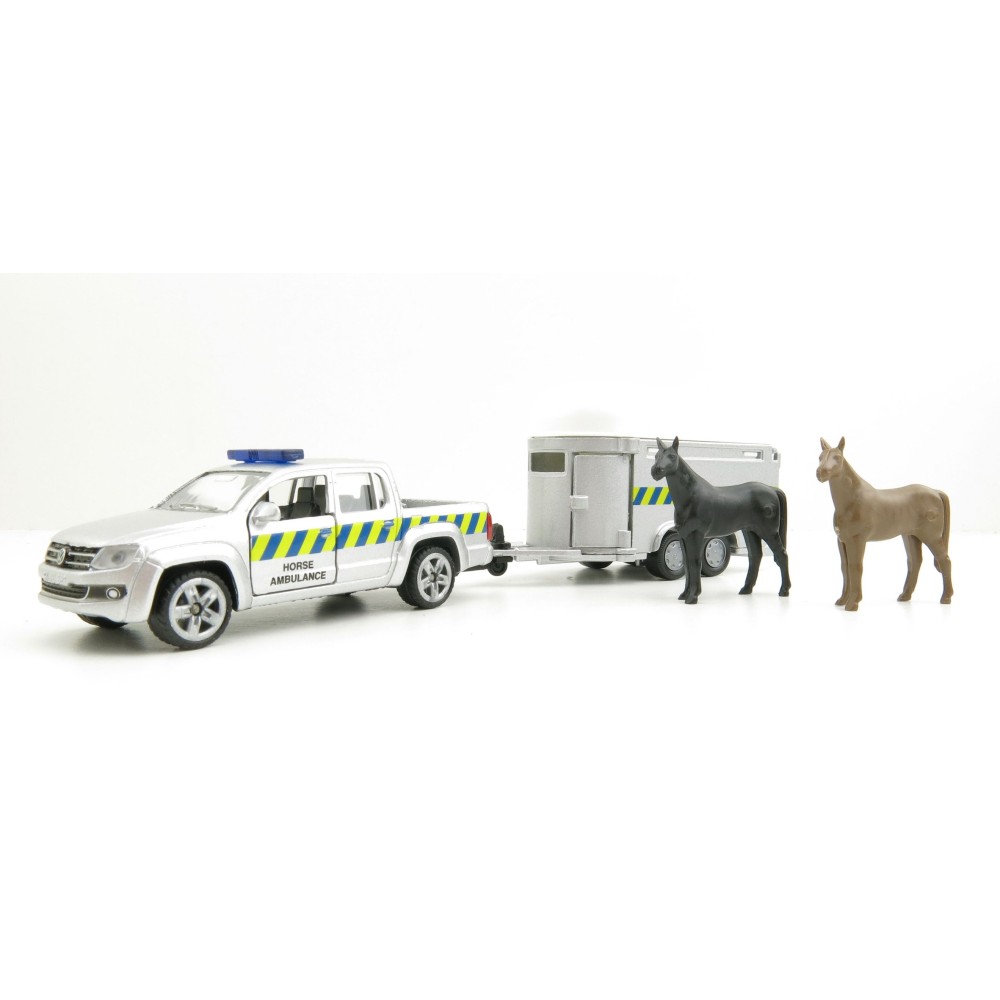 Siku 2310 888 00 - VW Amarok Pick-Up with Horse Trailer - Horse Ambulance - 1:55