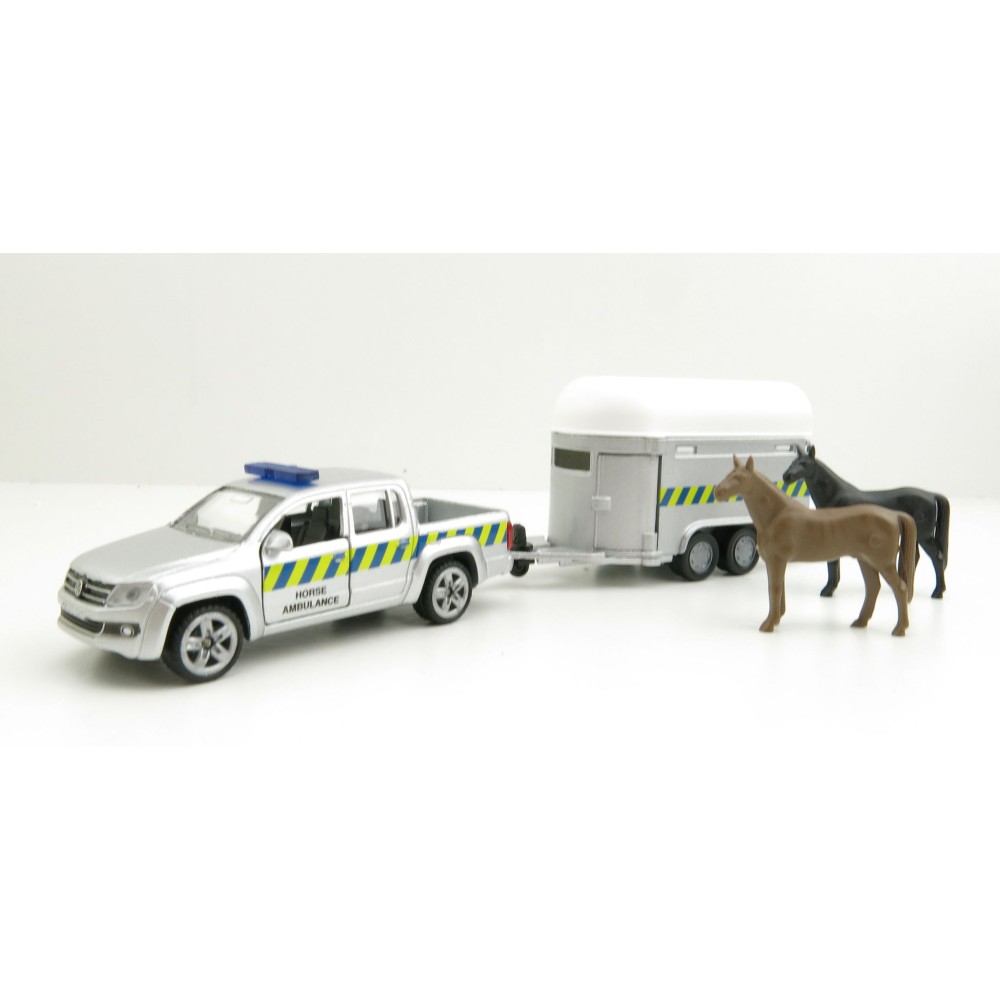 Siku 2310 888 00 - VW Amarok Pick-Up with Horse Trailer - Horse Ambulance - 1:55