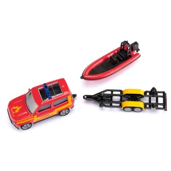 Siku 1608 - Land Drover Defender with Boat Fire Department - New 2025