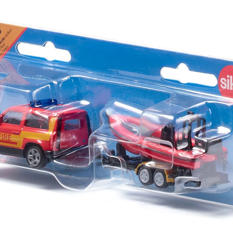 Siku 1608 - Land Drover Defender with Boat Fire Department - New 2025