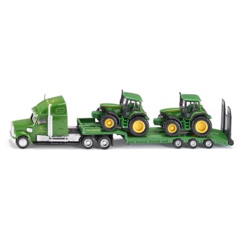 Siku 1837 - US Truck with Low Loader with 2 x John Deere 6820 Tractors - Scale 1:87