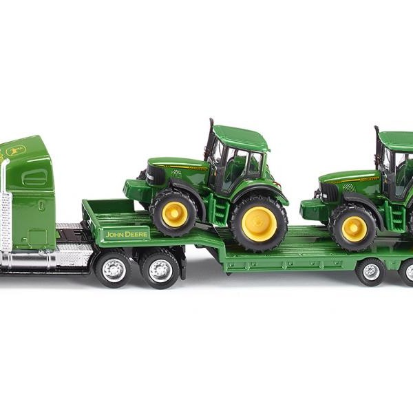 Siku 1837 - US Truck with Low Loader with 2 x John Deere 6820 Tractors - Scale 1:87