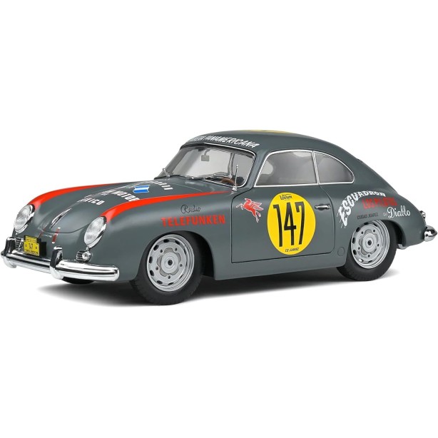 Solido S1802807 1954 Porsche 356 Pre-A No 147 Gray Carrera Panamericana Competition Series - Scale 1:18
