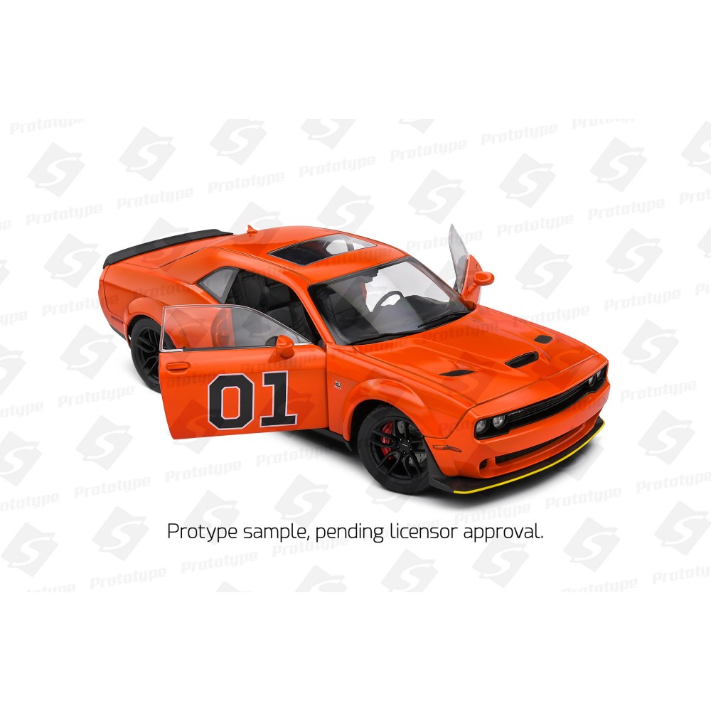 Solido S1805713 Dodge Challenger R/T Scat Pack Widebody  No 01 Hazzard Tribute 2023 - Scale 1:18