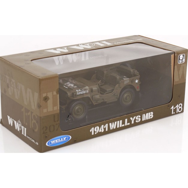 Welly 18055CGN  Jeep Willys US Army 1942 Olive Green Open - Scale 1:18 