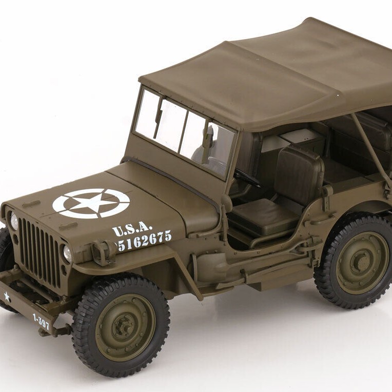Welly 18055HGN Jeep Willys US Army 1942 Olive Green Closed Roof - Scale 1:18