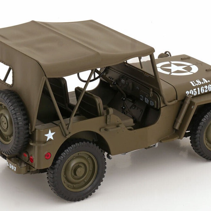 Welly 18055HGN Jeep Willys US Army 1942 Olive Green Closed Roof - Scale 1:18
