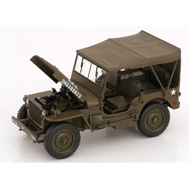 Welly 18055HGN Jeep Willys US Army 1942 Olive Green Closed Roof - Scale 1:18