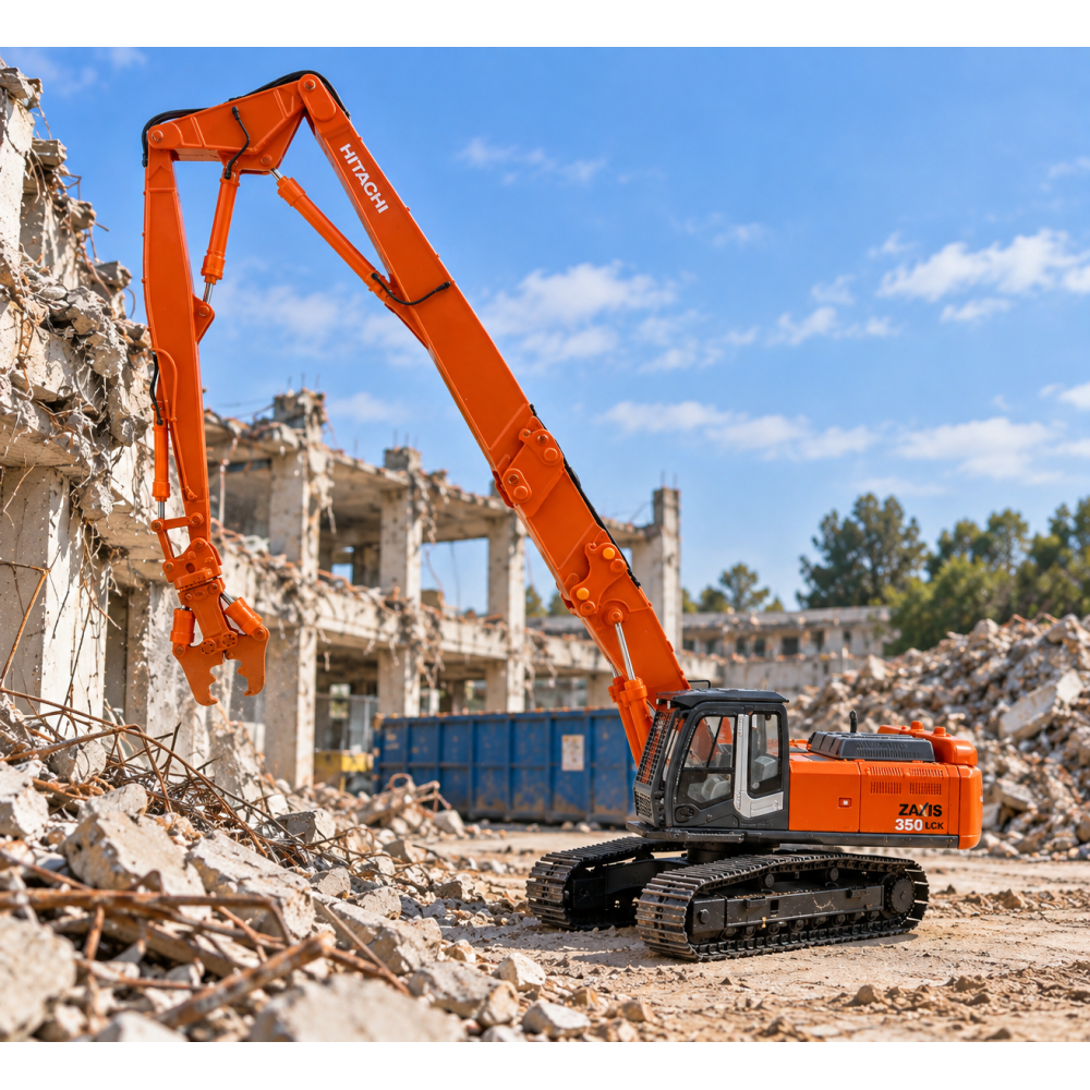 SHINSEI - Hitachi ZX350 LCK Excavator with High Reach Demolition Crusher and 2nd Boom with Bucket 1:50