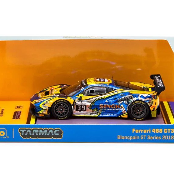 Tarmac Works Ferrari 488 GT3 No 39 Blancpain GT Series 2018 Bhirombhakdi / Van Dam 2022 HK Special Edition - Scale 1:64 