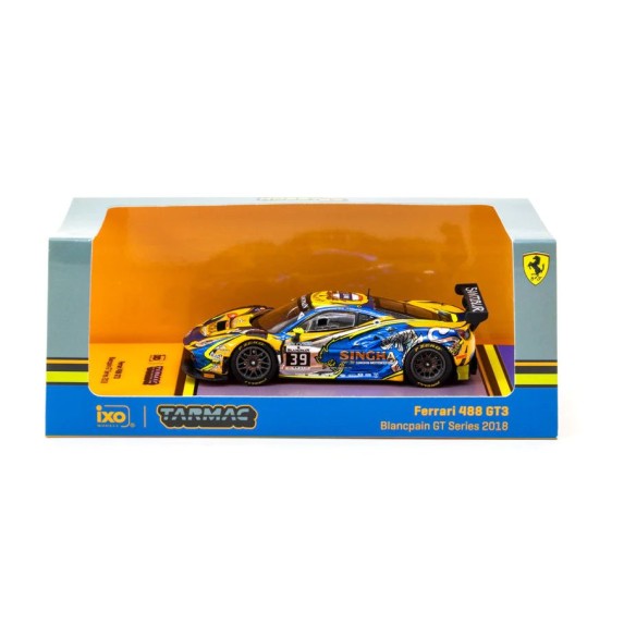 Tarmac Works Ferrari 488 GT3 No 39 Blancpain GT Series 2018 Bhirombhakdi / Van Dam 2022 HK Special Edition - Scale 1:64 