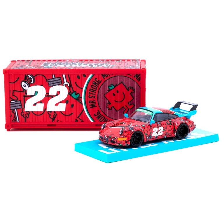 Tarmac Works - Mr Men Little Miss RWB 964 Mr Strong Porsche with Container - Scale 1:64