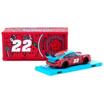 Tarmac Works - Mr Men Little Miss RWB 964 Mr Strong Porsche with Container - Scale 1:64