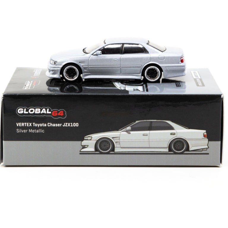 Tarmac Works VERTEX Toyota Chaser JZX100 Silver Metallic - HK Toy Car Salon 2022 Special Edition - Scale 1:64