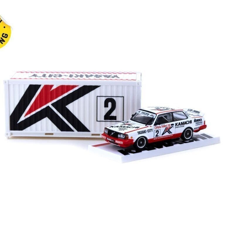 Tarmac Works Volvo 240 Turbo Macau Guia Race 1986 Winner Johnny Cecotto with Container - Scale 1:64