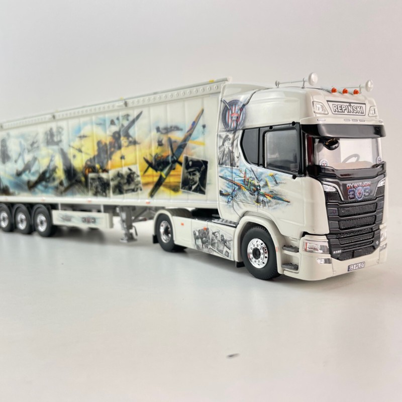 Tekno 85928 - Scania Next Gen R590 4x2 Truck with Walking Floor Trailer - Repinski Polish Squadron - Scale 1:50