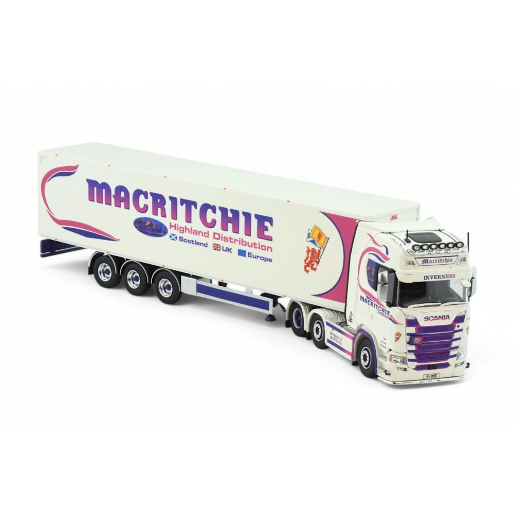 Tekno 86024 - Scania Next Gen RHD 6x2 Truck with 3 axle Box Trailer - Macritchie Scotland - Scale 1:50