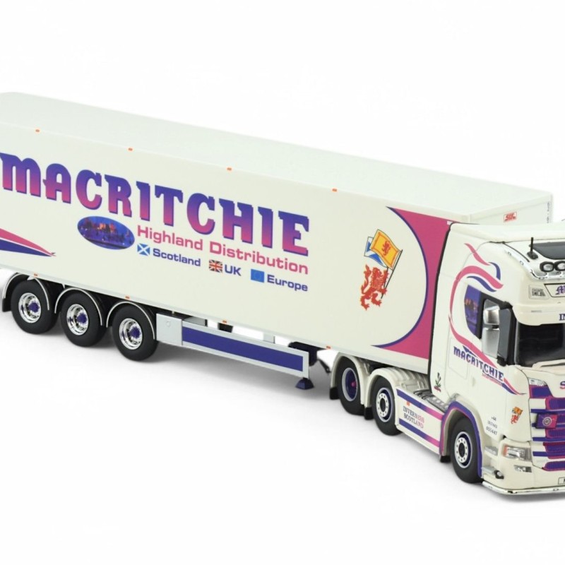 Tekno 86024 - Scania Next Gen RHD 6x2 Truck with 3 axle Box Trailer - Macritchie Scotland - Scale 1:50
